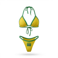 Biquíni Fita Brasil Bordado Suplex Bicolor Slim Feminino Copa 2026 | VAI DAR BRASIL