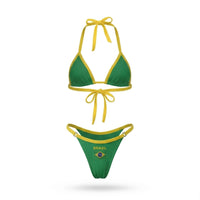 Biquíni Fita Brasil Bordado Suplex Bicolor Slim Feminino Copa 2026 | VAI DAR BRASIL