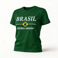 Blusa T-Shirt Bandeira Brasil Feminino Fit Regular | VAI DAR BRASIL