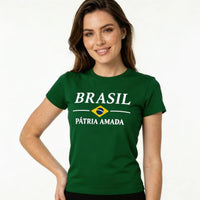 Blusa T-Shirt Bandeira Brasil Feminino Fit Regular | VAI DAR BRASIL