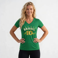 Blusa BRASIL Feminina ✦ Decote V Viscolycra Copa 2026 | VAI DAR BRASIL