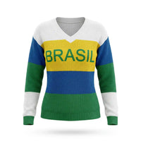 Blusa Feminina Manga Longa Brasil Tricot Gola V Elegante | VAI DAR BRASIL