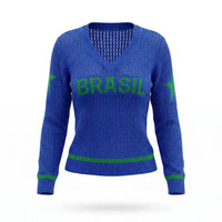 Blusa Tricô Vazado BRASIL ✦ Manga Longa Gola V Copa | VAI DAR BRASIL