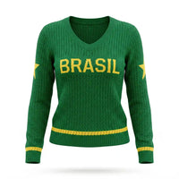 Blusa Tricô Vazado BRASIL ✦ Manga Longa Gola V Copa | VAI DAR BRASIL