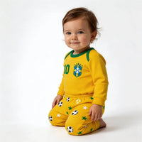 Body Bebê Copa do Mundo Algodão Premium Unissex Verde Amarelo | VAI DAR BRASIL