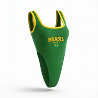 Body Cavado Brasil Bandeira Bordada Ribana Feminino | VAI DAR BRASIL