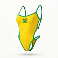 Body Maiô Cavado Vazado Brasil Bandeira Suplex Feminino | VAI DAR BRASIL