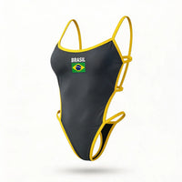 Body Maiô Cavado Vazado Brasil Bandeira Suplex Feminino | VAI DAR BRASIL