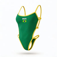 Body Maiô Cavado Vazado Brasil Bandeira Suplex Feminino | VAI DAR BRASIL