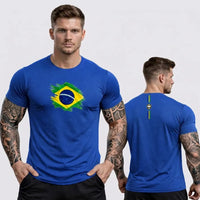 Camisa Dry Fit Brasil Bandeira Treino Academia Masculino | VAI DAR BRASIL