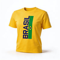 Camiseta Bandeira Brasil Algodão Feminino Fit Regular Copa 2026 | VAI DAR BRASIL