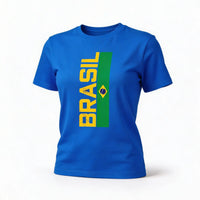 Camiseta Bandeira Brasil Algodão Feminino Fit Regular Copa 2026 | VAI DAR BRASIL