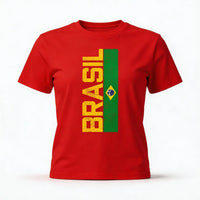 Camiseta Bandeira Brasil Algodão Feminino Fit Regular Copa 2026 | VAI DAR BRASIL