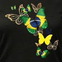 Camiseta Feminina Brasil Borboletas Algodão Premium | VAI DAR BRASIL
