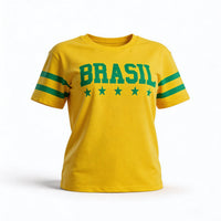 Camiseta Brasil T-Shirt Feminino Fit Regular Copa 2026 | VAI DAR BRASIL
