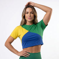Camiseta Cropped Brasil ✦ Bandeira Copa do Mundo | VAI DAR BRASIL