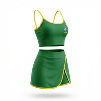 Conjunto Academia Top Cropped Short Saia Brasil Suplex Feminino | VAI DAR BRASIL