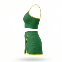 Conjunto Academia Top Cropped Short Saia Brasil Suplex Feminino | VAI DAR BRASIL