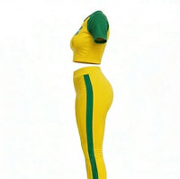 Conjunto Feminino Cropped Manga Curta + Calça CBF Copa 2026 | VAI DAR BRASIL