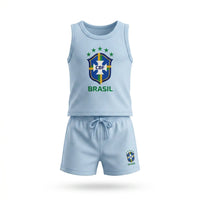 Conjunto Infantil Camiseta Short Seleção Brasileira Algodão Premium | VAI DAR BRASIL