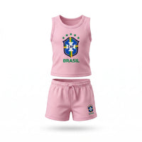 Conjunto Infantil Camiseta Short Seleção Brasileira Algodão Premium | VAI DAR BRASIL