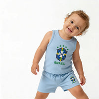 Conjunto Infantil Camiseta Short Seleção Brasileira Algodão Premium | VAI DAR BRASIL