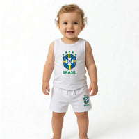 Conjunto Infantil Camiseta Short Seleção Brasileira Algodão Premium | VAI DAR BRASIL