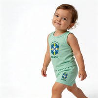Conjunto Infantil Camiseta Short Seleção Brasileira Algodão Premium | VAI DAR BRASIL