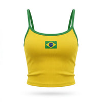 Cropped Alça Brasil Bandeira Suplex Baby Look Feminino Copa 2026 | VAI DAR BRASIL