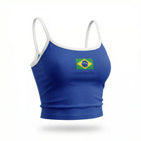 Cropped Alça Brasil Bandeira Suplex Baby Look Feminino Copa 2026 | VAI DAR BRASIL