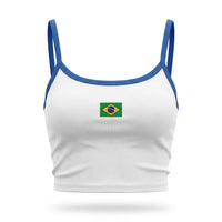 Cropped Alça Brasil Bandeira Suplex Baby Look Feminino Copa 2026 | VAI DAR BRASIL