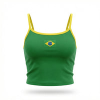 Cropped Alça Brasil Bandeira Suplex Baby Look Feminino Copa 2026 | VAI DAR BRASIL
