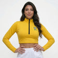 Cropped Decote Zipper Brasil Suplex Academia Feminino | VAI DAR BRASIL