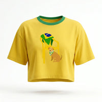 Cropped Oversized Cachorro Caramelo ✦ Bandeira Brasil | VAI DAR BRASIL