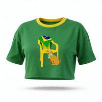 Cropped Oversized Cachorro Caramelo ✦ Bandeira Brasil | VAI DAR BRASIL