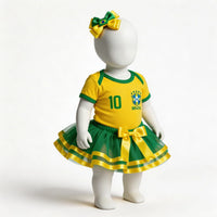 Kit Body Bebê Brasil 3 Peças Body Saia Laço Feminino Infantil | VAI DAR BRASIL