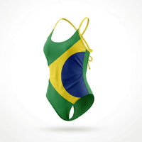 Maiô Brasil Bandeira Estilizada Dryfit Slim Ajustável Feminino | VAI DAR BRASIL