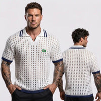 Polo Masculina Tricô Vazado Retrô Brasil ✦ Slim Copa | VAI DAR BRASIL
