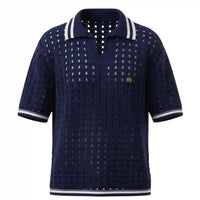Polo Masculina Tricô Vazado Retrô Brasil ✦ Slim Copa | VAI DAR BRASIL