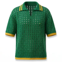 Polo Masculina Tricô Vazado Retrô Brasil ✦ Slim Copa | VAI DAR BRASIL