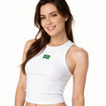Regata Brasil Bandeira Bordada Canelada Baby Look Feminino Copa 2026 | VAI DAR BRASIL
