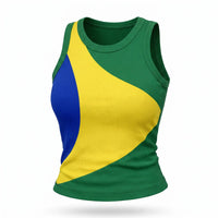Regata Feminina Brasil Ribana Canelada Slim Bandeira | VAI DAR BRASIL