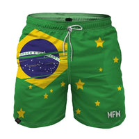 Short Brasil Bandeira Bolsos Poliéster Masculino Copa 2026 | VAI DAR BRASIL