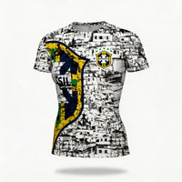 T-Shirt Premium Brasil CBF Favela Estampada Slim Feminino | VAI DAR BRASIL
