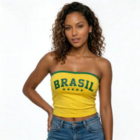 Top Tomara Que Caia Brasil Bandeira Canelado Feminino Copa 2026 | VAI DAR BRASIL