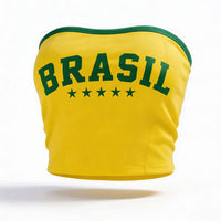 Top Tomara Que Caia Brasil Bandeira Canelado Feminino Copa 2026 | VAI DAR BRASIL