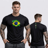 Camisa Dry Fit Brasil Bandeira Treino Academia Masculino | VAI DAR BRASIL