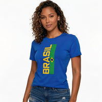 Camiseta Bandeira Brasil Algodão Feminino Fit Regular Copa 2026 | VAI DAR BRASIL