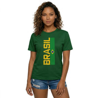 Camiseta Bandeira Brasil Algodão Feminino Fit Regular Copa 2026 | VAI DAR BRASIL