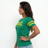 Camiseta Brasil T-Shirt Feminino Fit Regular Copa 2026 | VAI DAR BRASIL